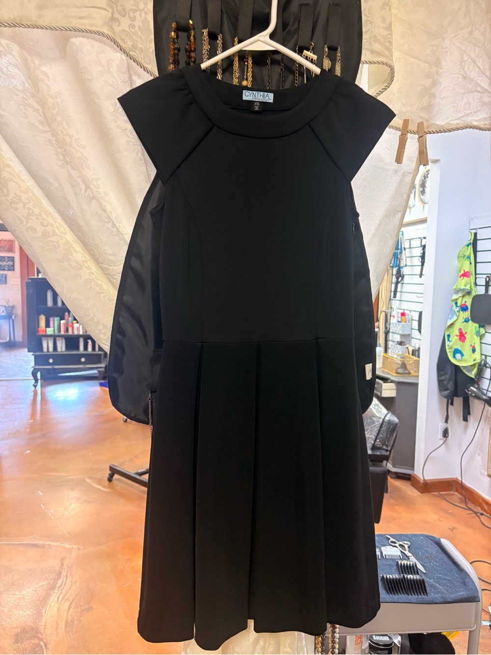Cynthia Rowley Black Crewneck Top with Chain Detail